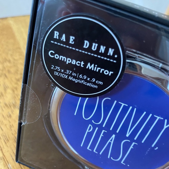 Rae Dunn POSITIVITY PLEASE Blue Compact Mirror NWT - Picture 2 of 2